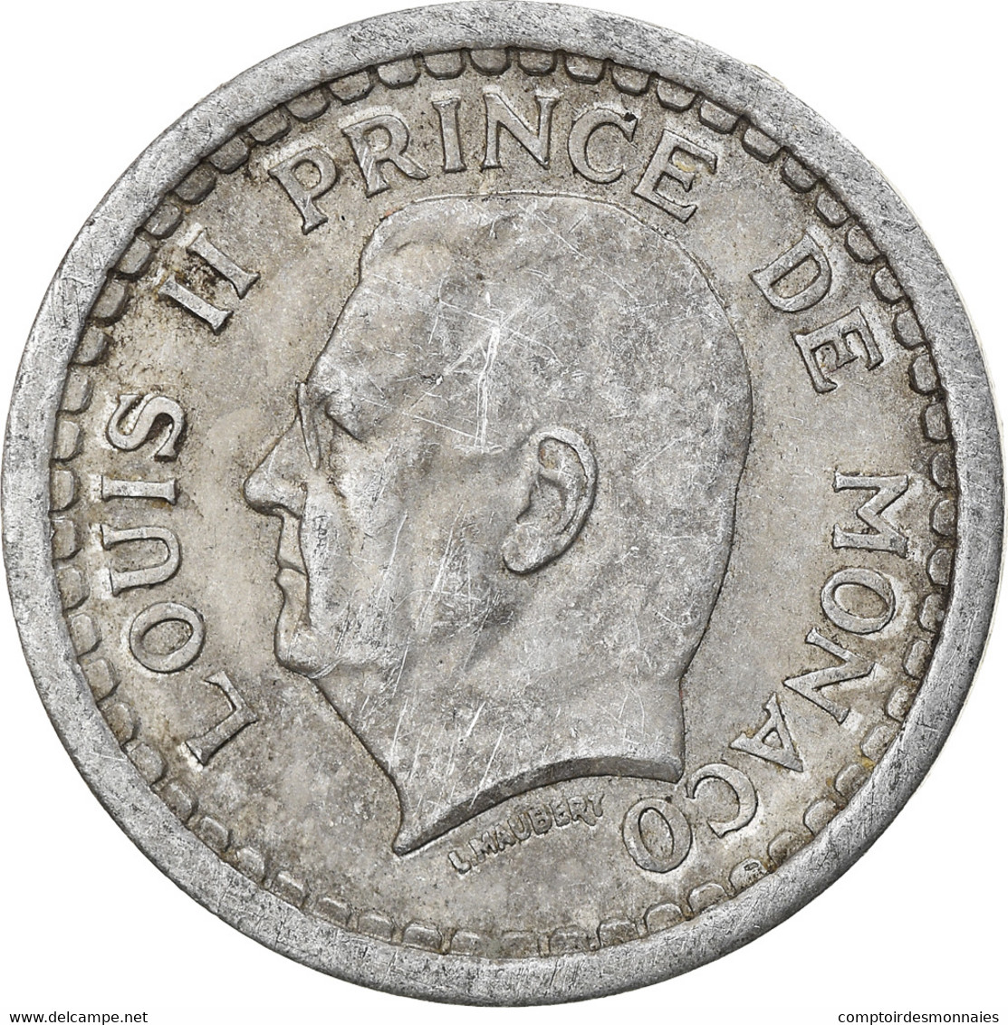 Monnaie, Monaco, 1 Franc, Undated (1943), TB, Aluminium, Gadoury:MC131 - 1922-1949 Louis II