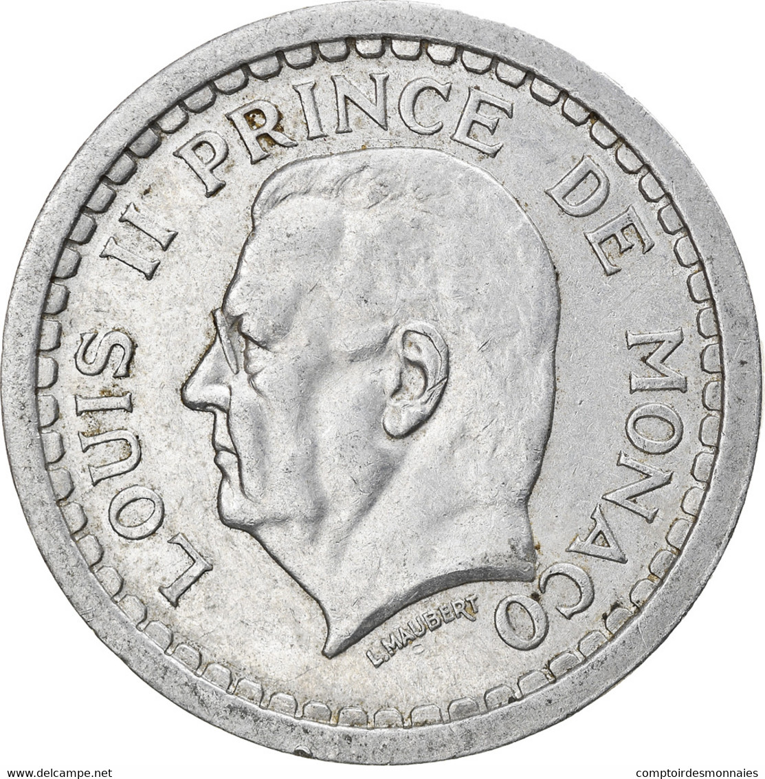 Monnaie, Monaco, Louis II, 2 Francs, 1943, TB+, Aluminium, Gadoury:MC 133 - 1922-1949 Louis II