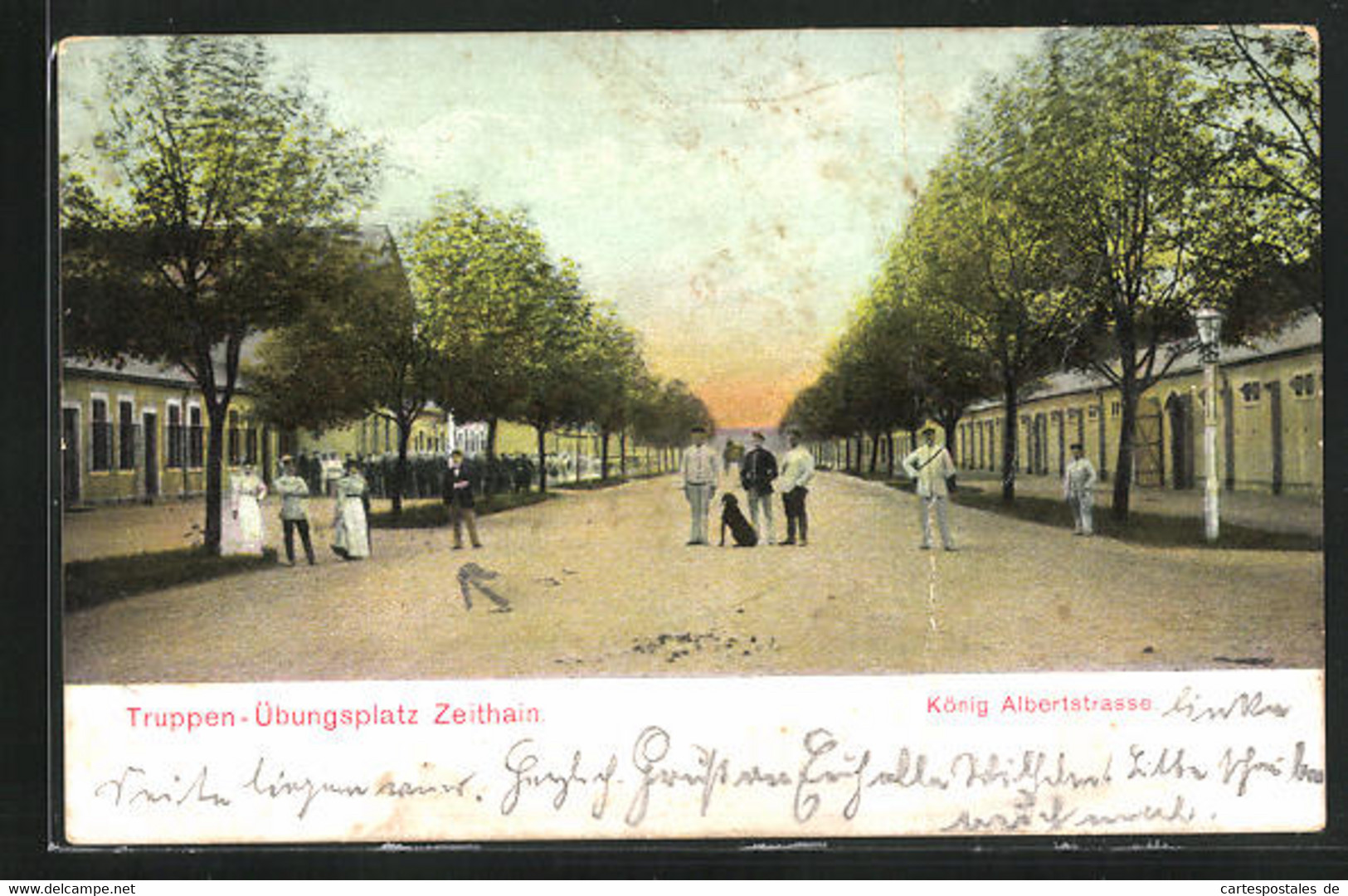 AK Zeithain, Truppenübungsplatz, König Albertstrasse - Zeithain