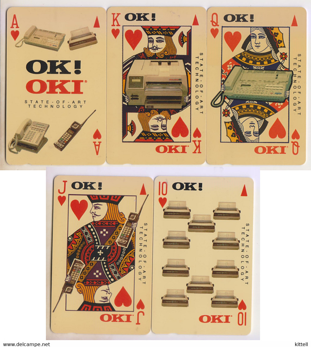 Singapore Old Phonecard Singtel Poker Cards OKI Printer Phone Used 5 Cards - Spiele