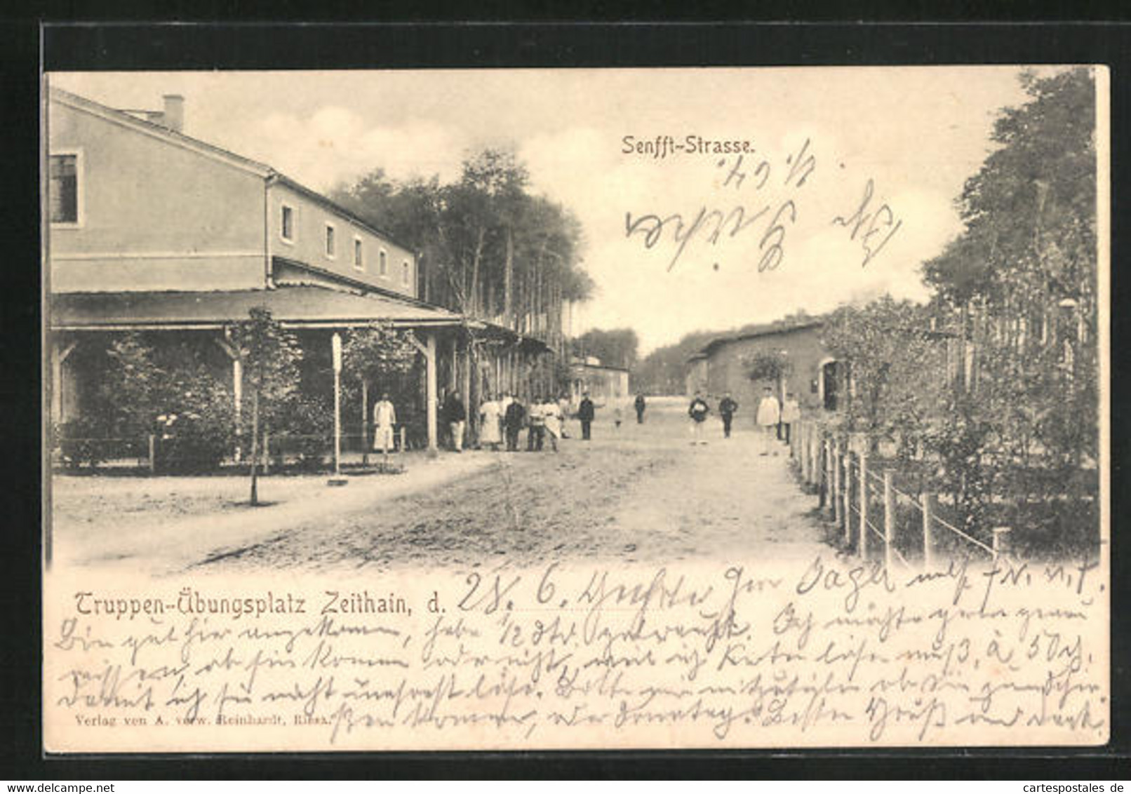 AK Zeithain, Truppen-Übungsplatz, Senfft-Strasse Mit Soldaten - Zeithain