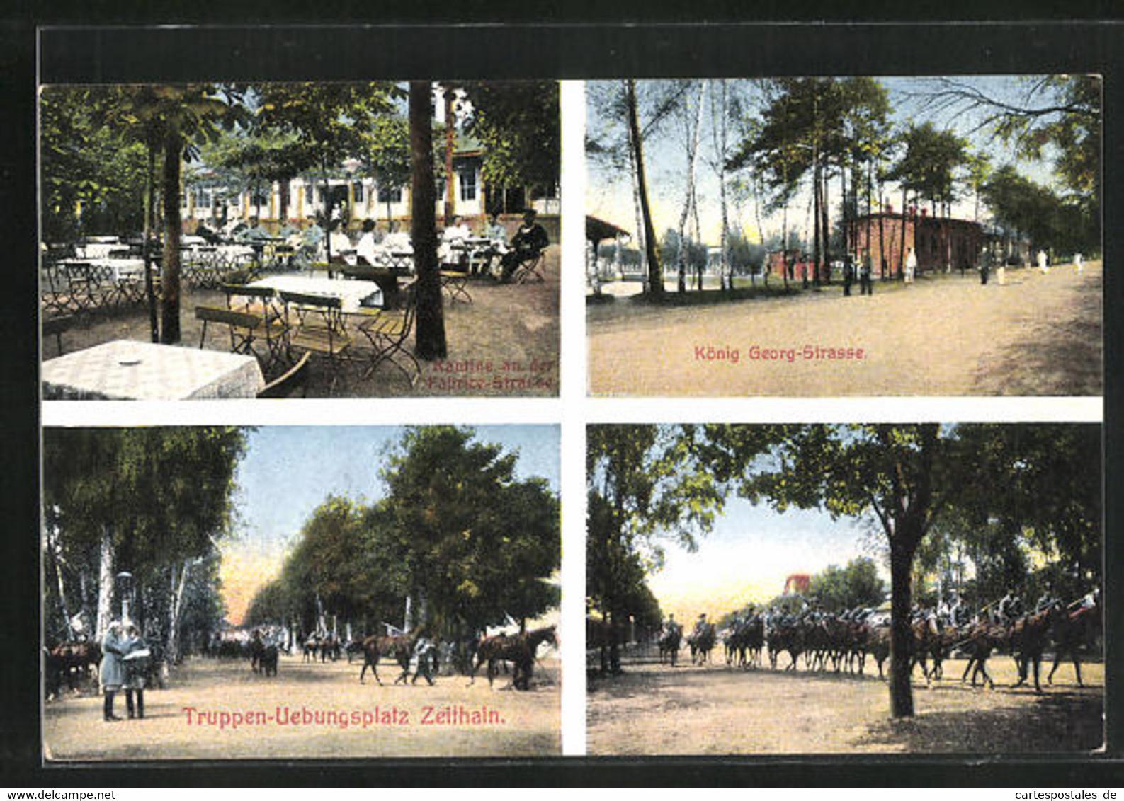 AK Zeithain, Truppen-Übungsplatz, Kantine An Der Fabrice-Strasse, König Georg-Strasse, Soldaten Zur Pferde - Zeithain