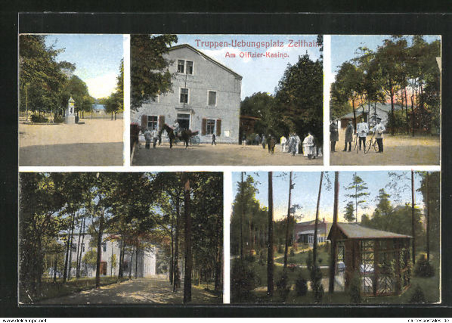 AK Zeithain, Truppen-Übungsplatz, Am Offizier-Kasino, Soldaten Mit Fahrrädern, Pavillon - Zeithain
