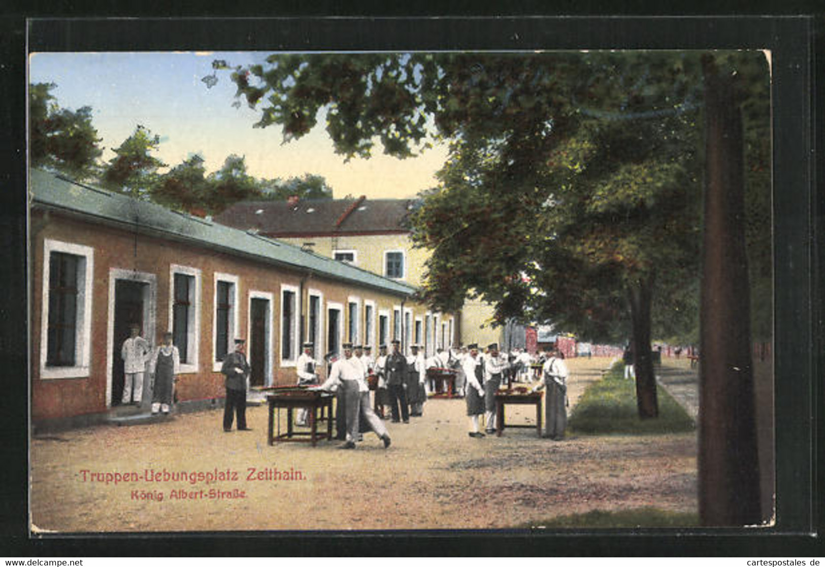 AK Zeithain, Truppen-Übungsplatz, König Albert-Strasse Mit Soldaten - Zeithain