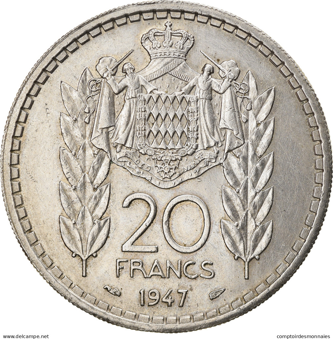 Monnaie, Monaco, Louis II, 20 Francs, Vingt, 1947, Paris, TTB+, Copper-nickel - 1922-1949 Louis II