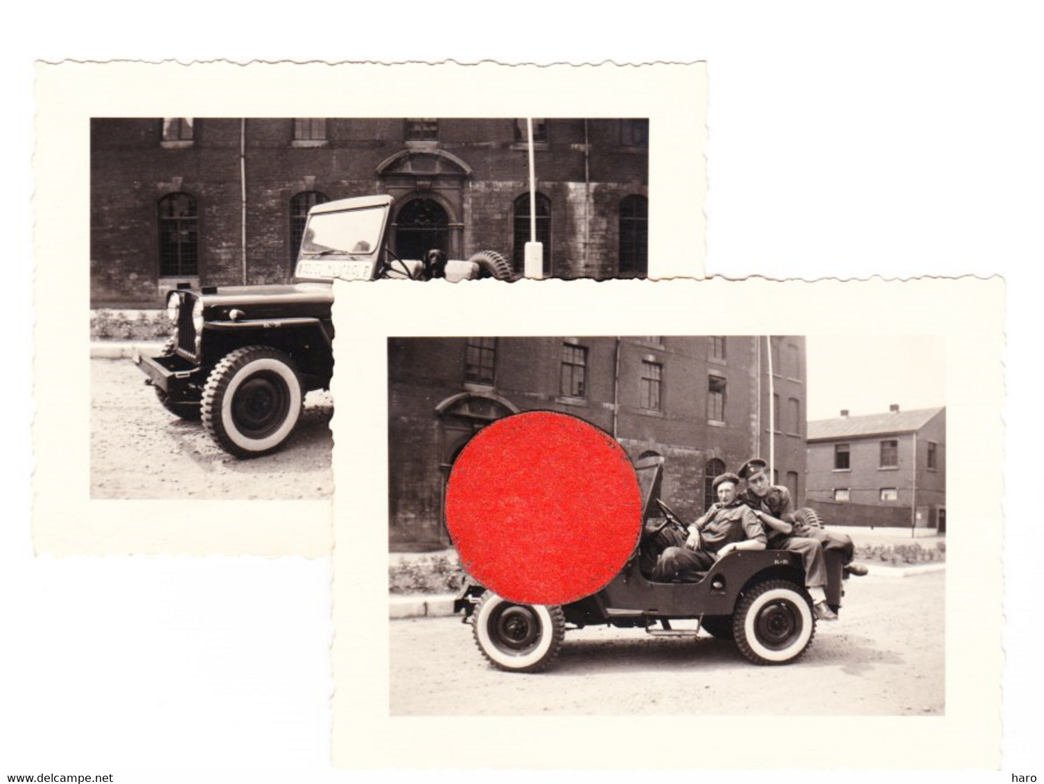 ARMEE BELGE - 2 Photos ( 6 X 9cm ) LIEGE, Caserne Fonck Jeep Willys De La Police Militaire MP En 1951 (B286) - War, Military