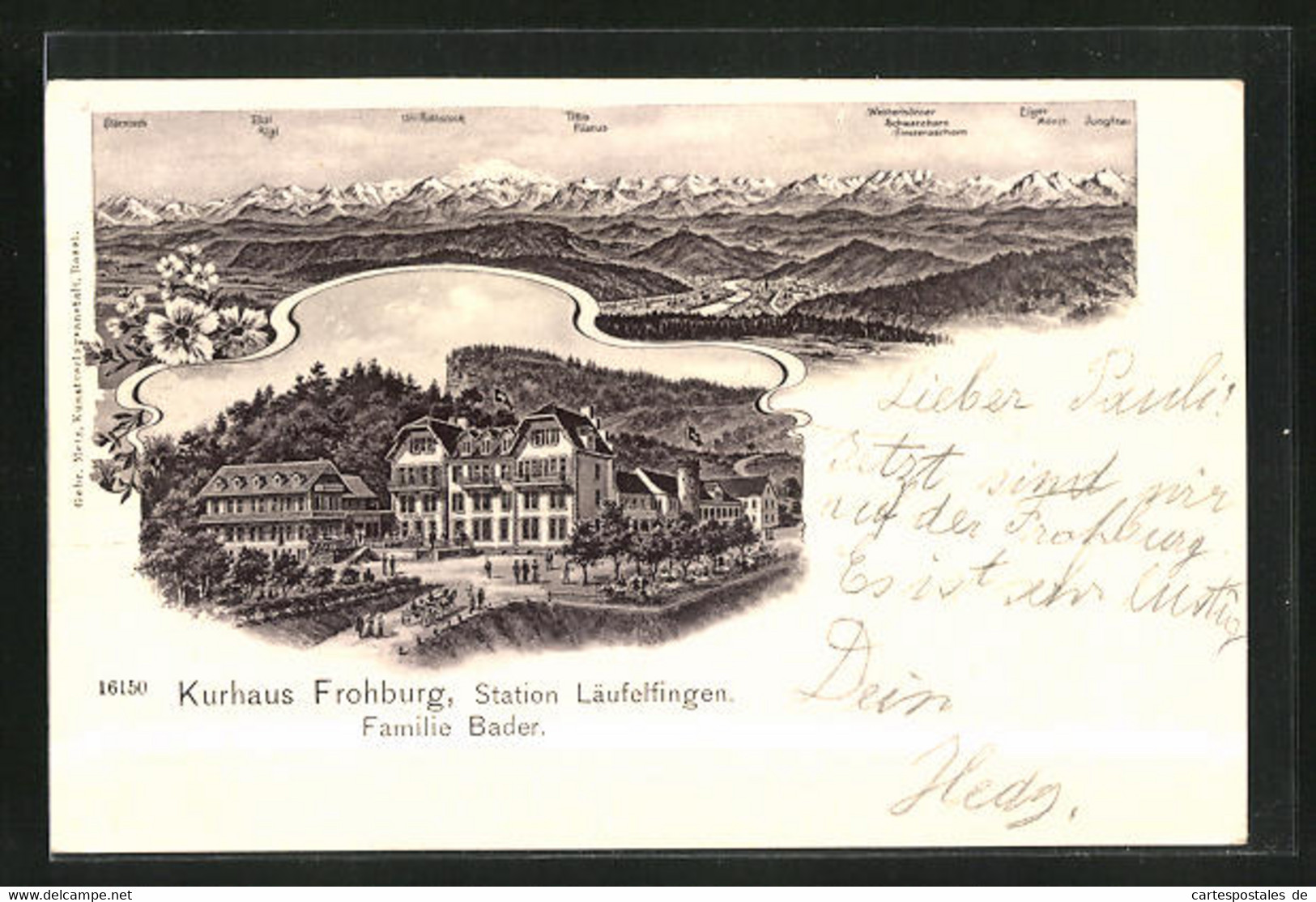 Lithographie Läufelfingen, Hotel Kurhaus Frohburg, Panorama - Läufelfingen