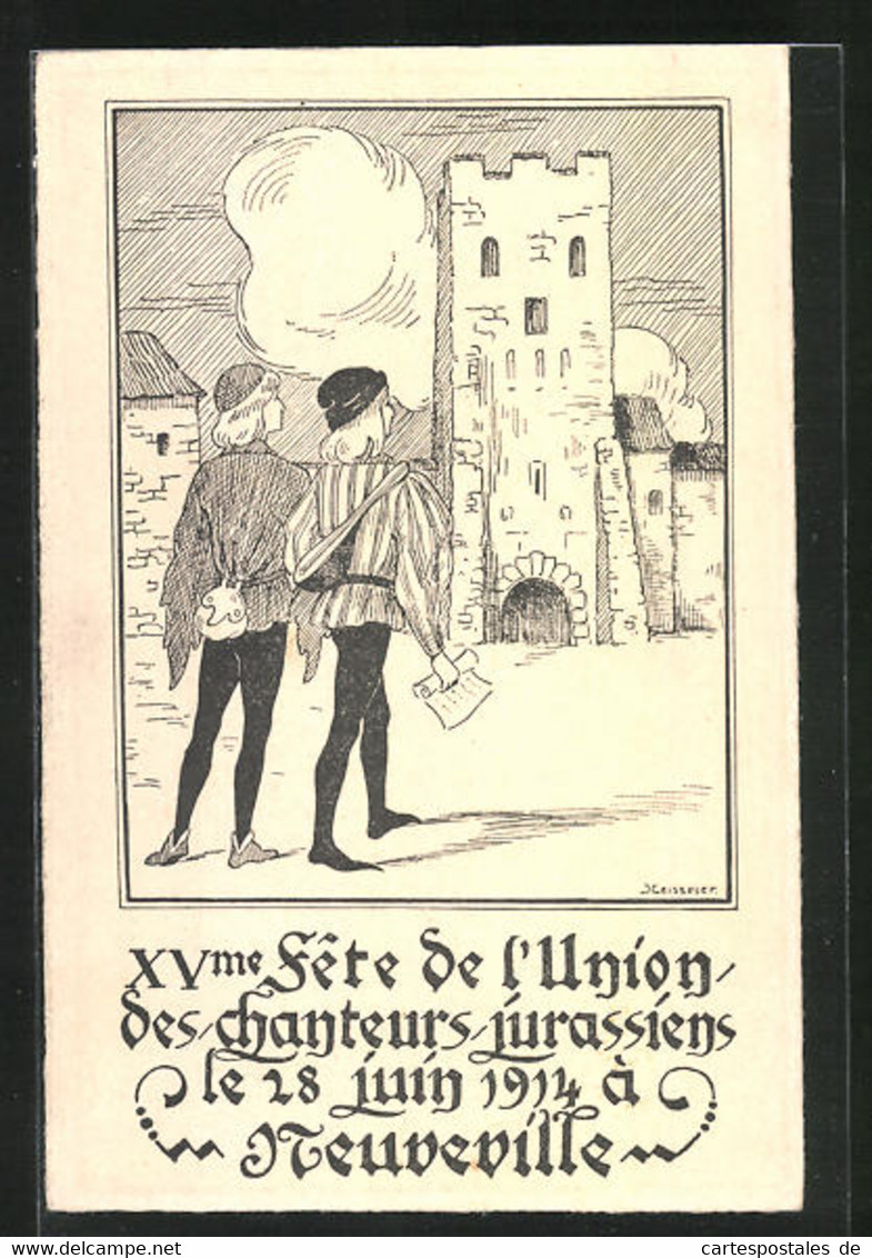 AK La Neuveville, XV. Fête De L`Union Des Chanteur-Jursassiens 1914 - La Neuveville