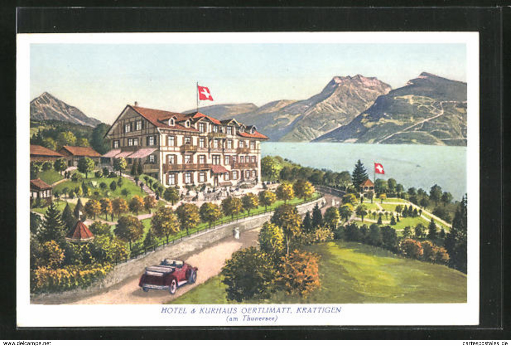 Künstler-AK Krattigen, Hotel & Kurhaus Oerlimatt Am Thunersee - Krattigen