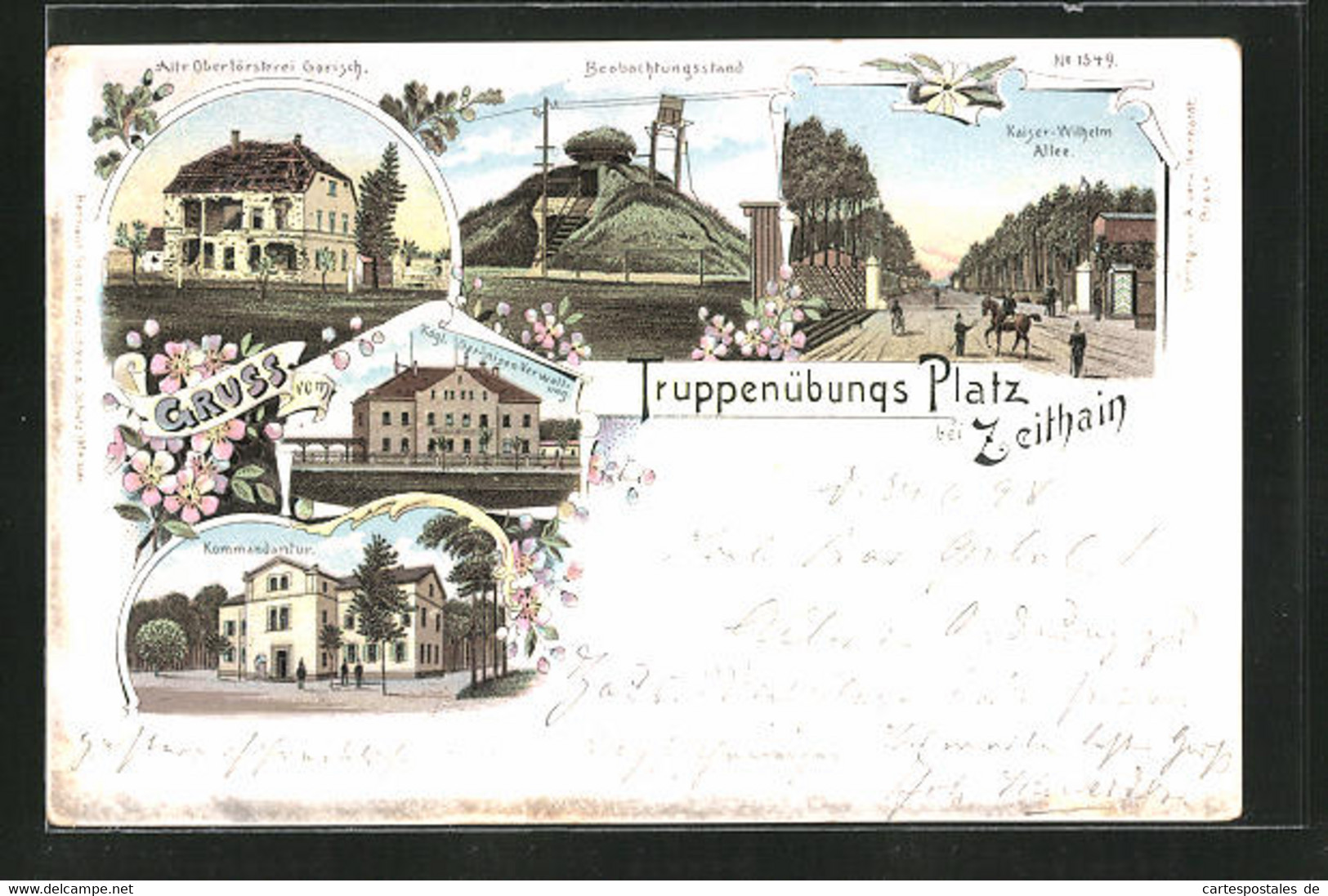Lithographie Zeithain, Alte Oberörsterei Gorisch, Kommandantur, Kaiser Wilhelm Allee - Zeithain