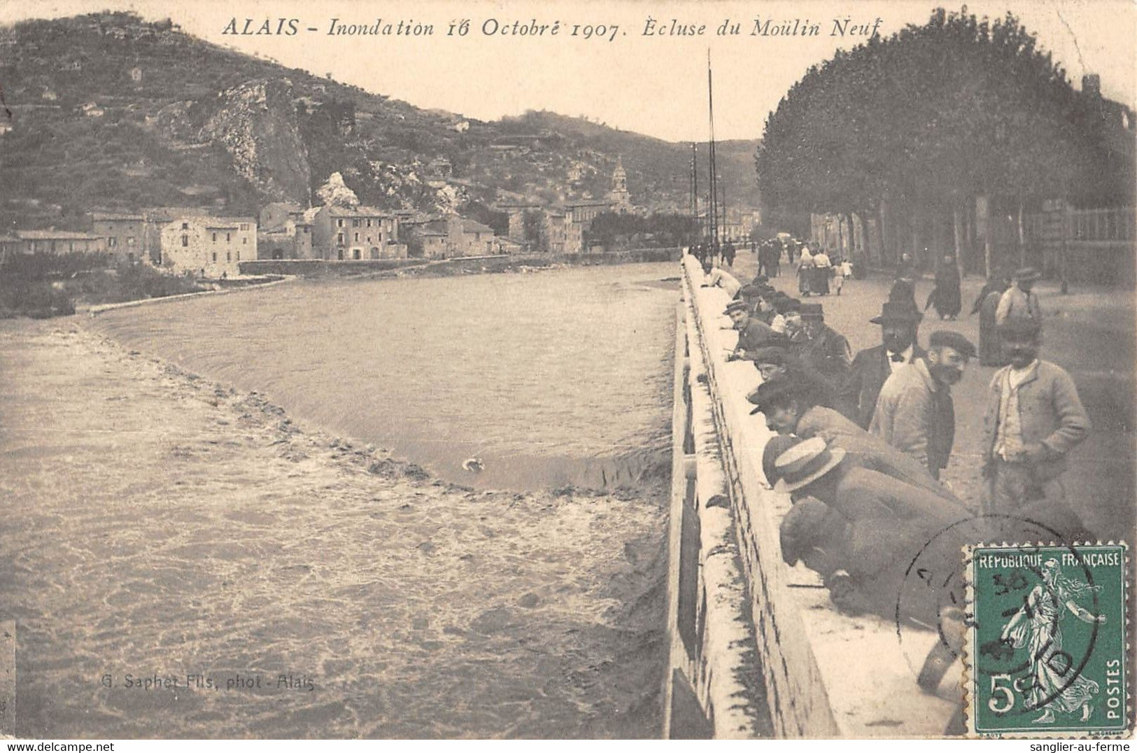 CPA 30 ALAIS INONDATION 16 OCT 1907 ECLUSE DU MOULIN NEUF - Alès