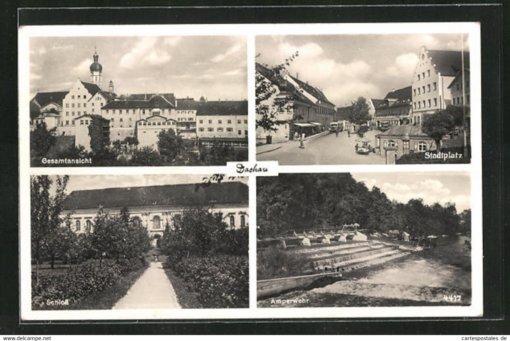 AK Dachau, Schloss, Stadtplatz, Amperwehr - Dachau