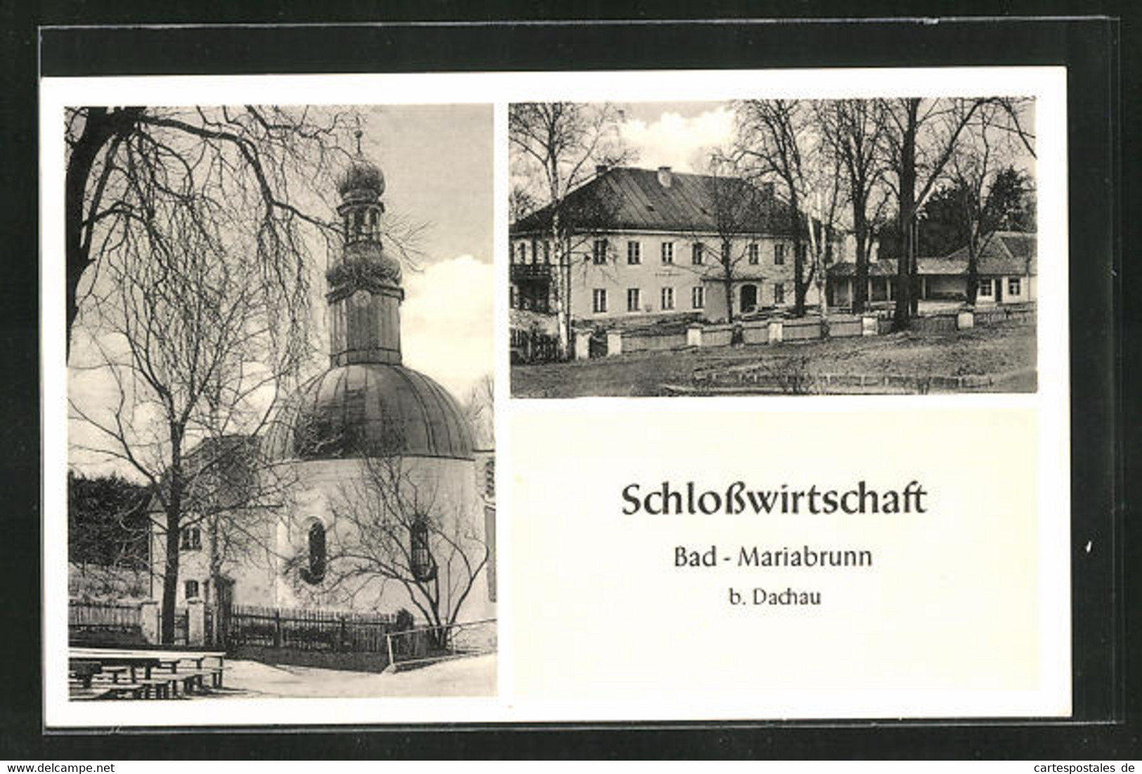AK Bad-Mariabrunn B. Dachau, Gasthaus Schlosswirtschaft Mariabrunn, Garten - Dachau