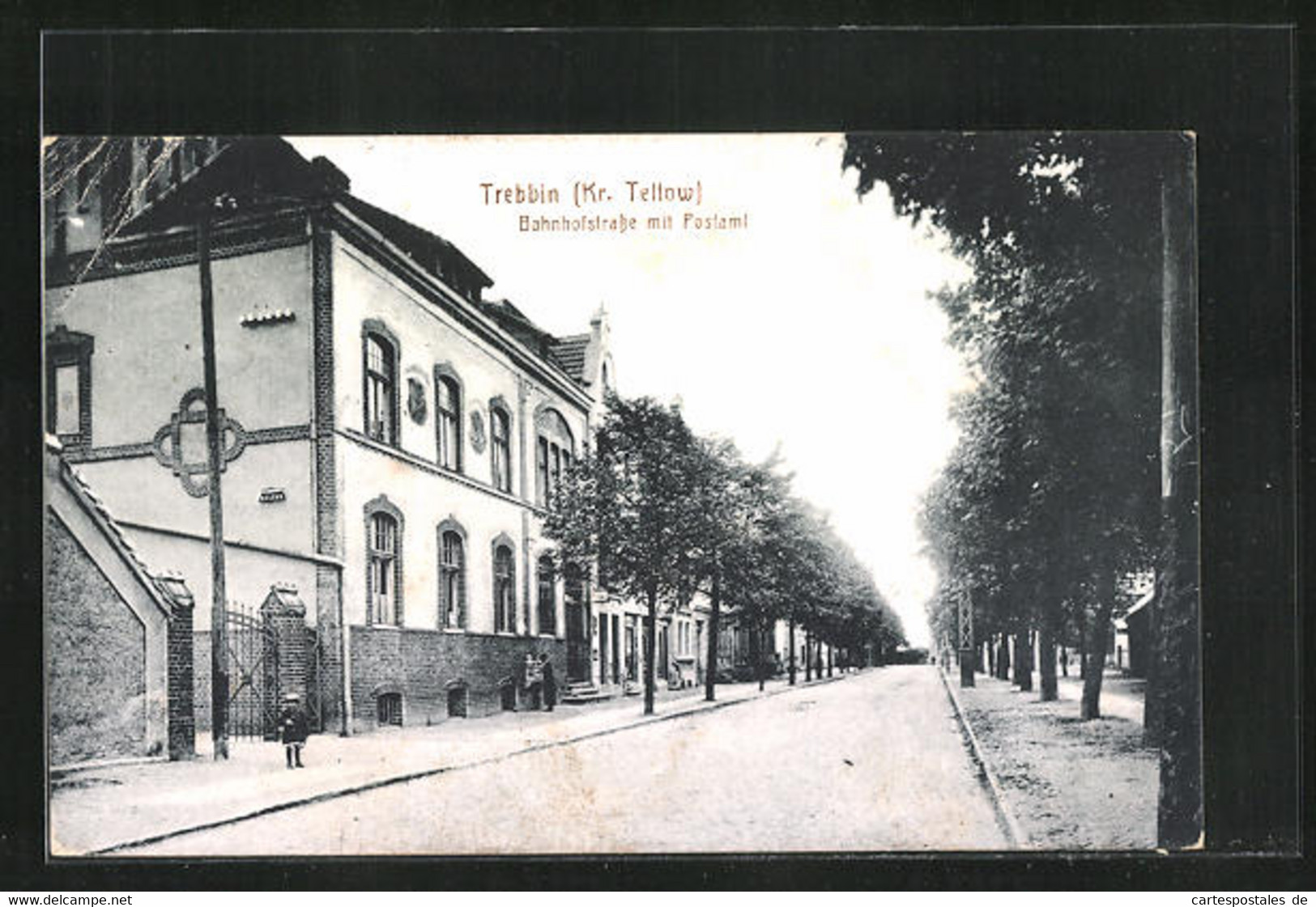 AK Trebbin /Kr. Teltow, Bahnhofstrasse Mit Postamt - Trebbin