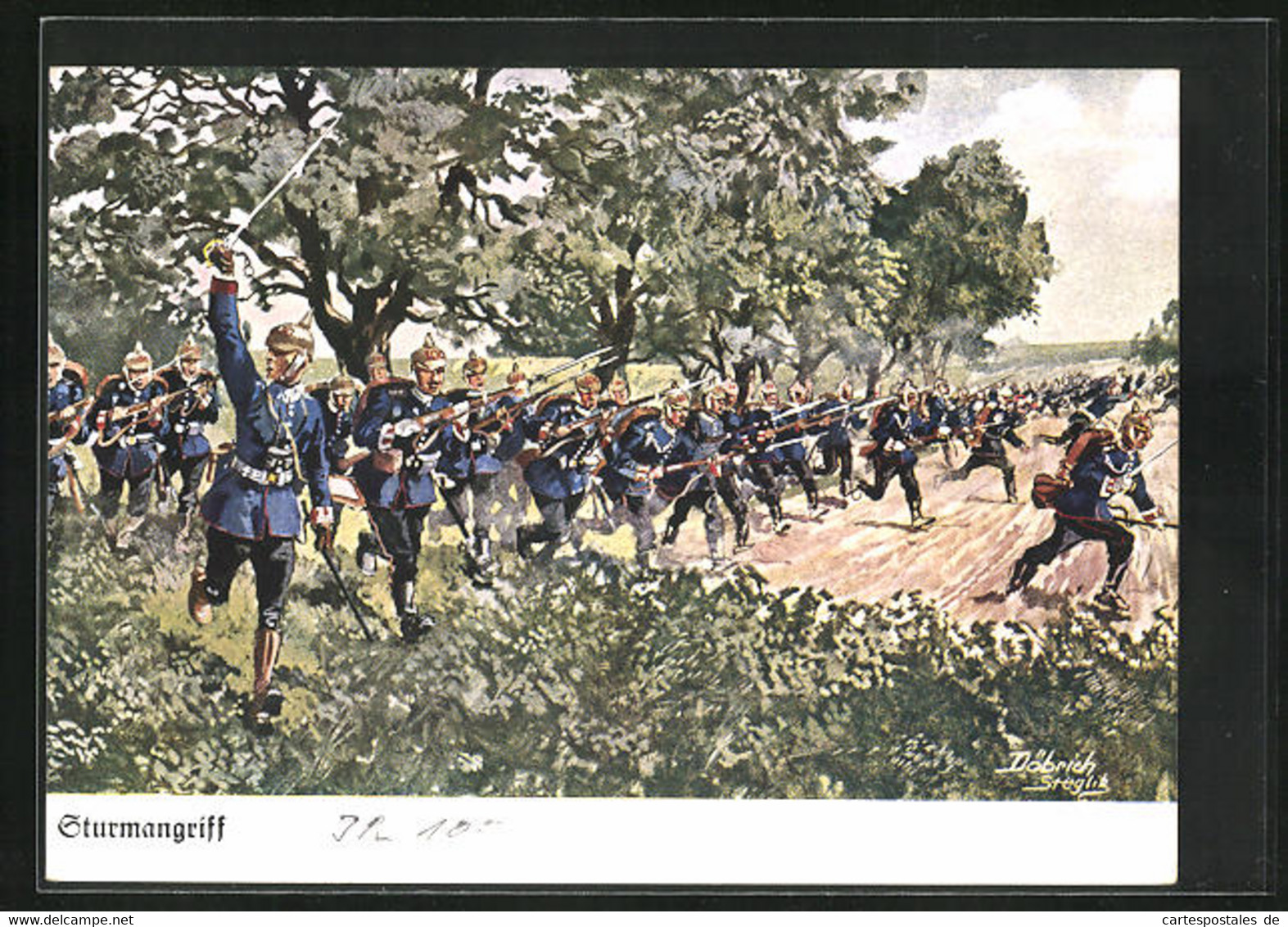 Künstler-AK Döbrich-Steglitz: Infanterie Beim Sturmangriff - Doebrich-Steglitz