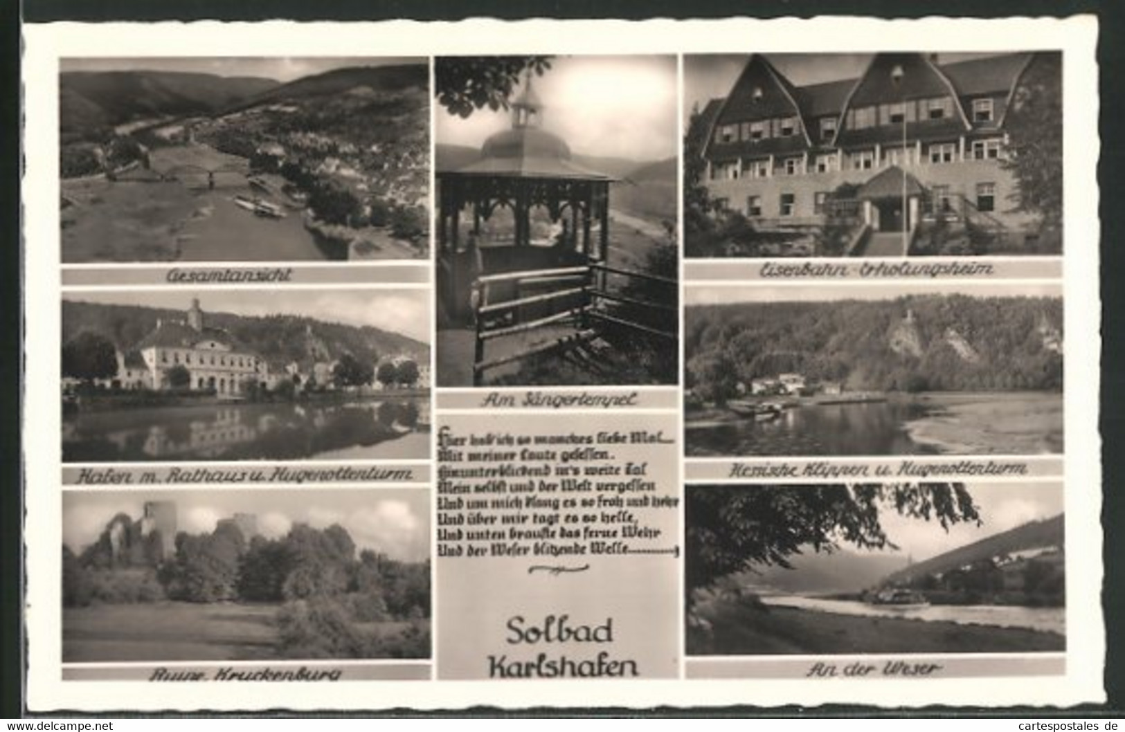 AK Bad Karlshafen, Eisenbahn-Erholungsheim, Hessiche Klippen Und Hugenottenturm, Sängertempel - Bad Karlshafen