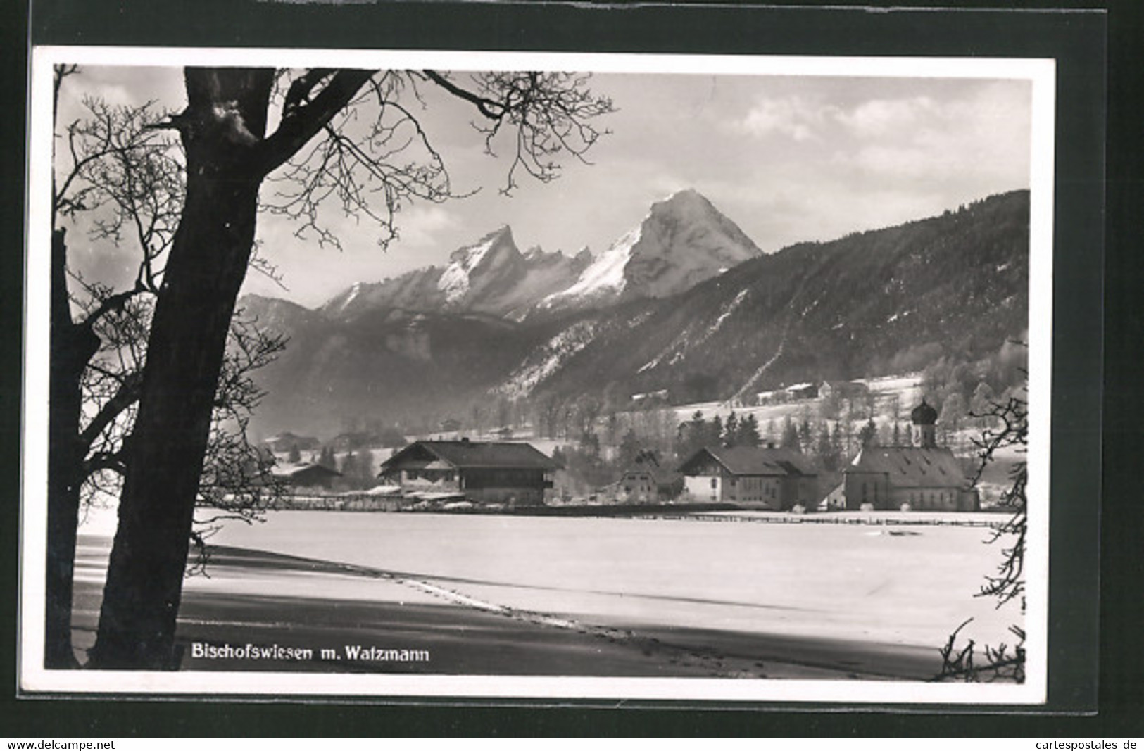 AK Bischofswiesen, Ortsansicht Im Winter Mit Watzmann - Bischofswiesen