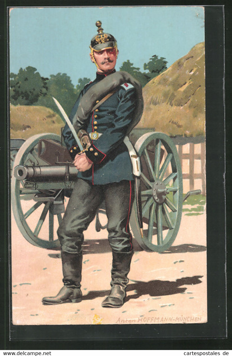 Künstler-AK Anton Hoffmann - München: Kanonier Der Feld-Artillerie In Uniform Mit Pickelhaube - Hoffmann, Anton - Munich