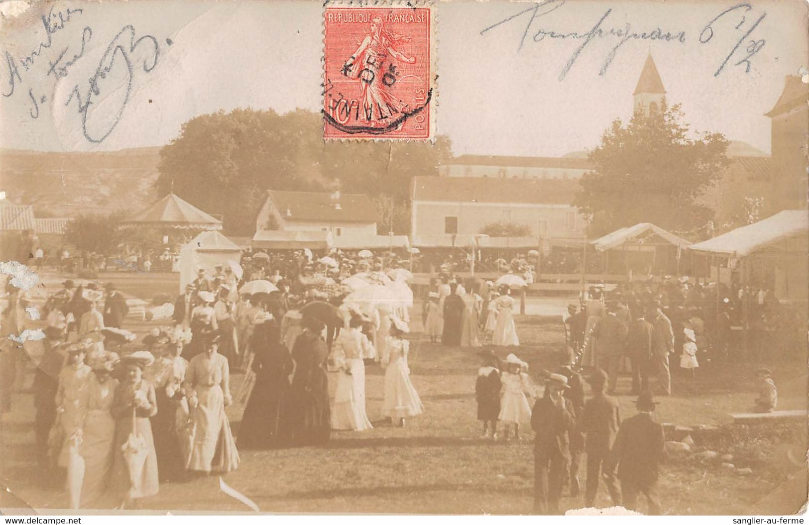 CPA 30 POMPIGNAN CARTE PHOTO DE LA FETE VOTIVEAU CHAMP DE BLAISE - Other & Unclassified