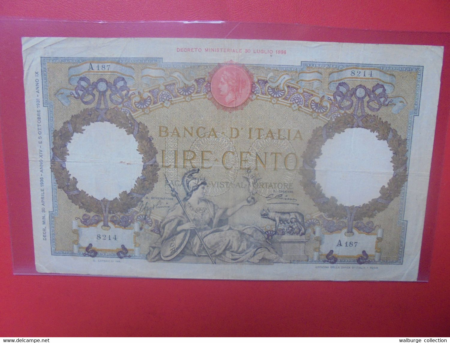 ITALIE 100 LIRE 1936 Circuler (B.23) - 100 Lire