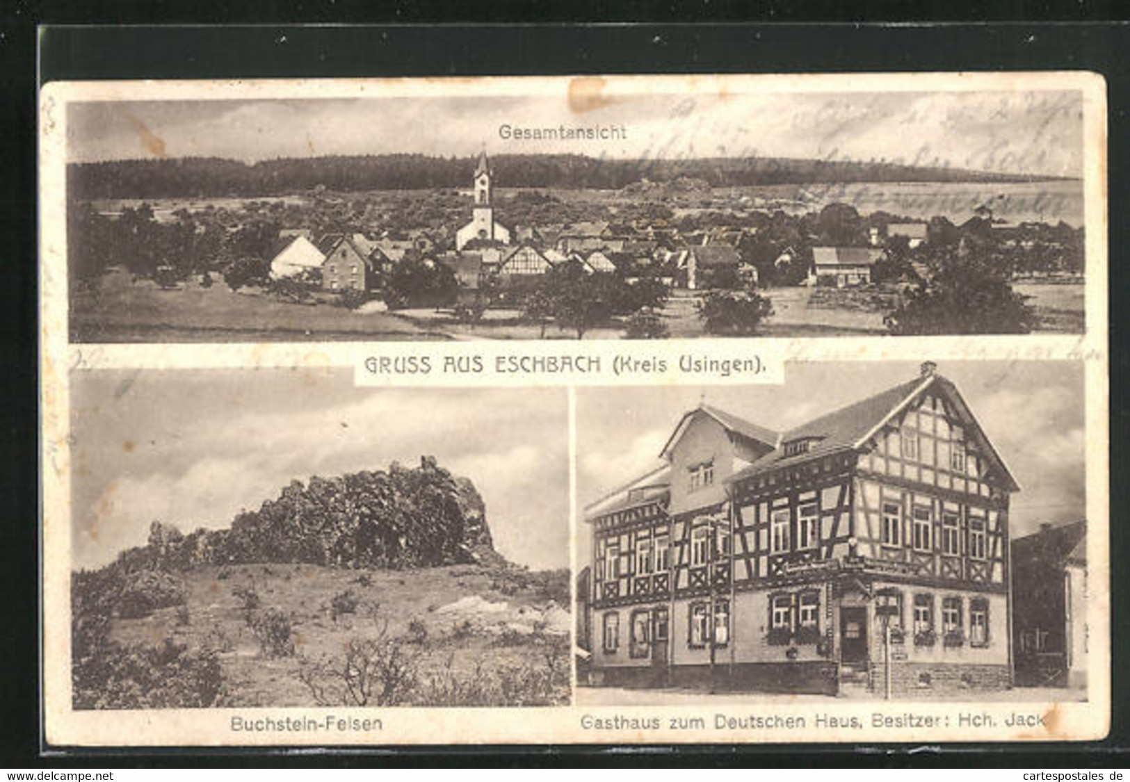 AK Eschbach /Krs. Usingen, Gasthaus Zum Deutschen Haus, Buchstein-Felsen - Usingen