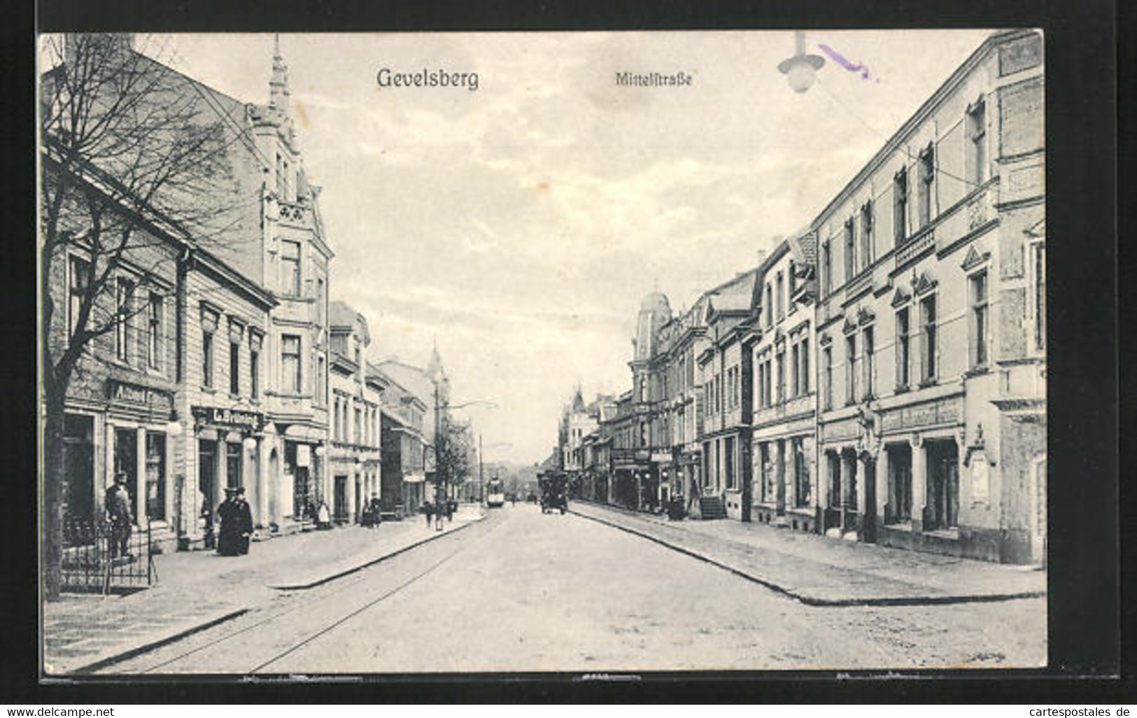 AK Gevelsberg, Mittelstrasse Mit Geschäften - Gevelsberg