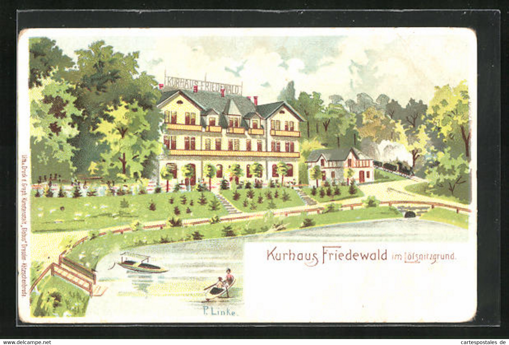 Künstler-AK Friedewald Im Lössnitzgrund, Kurhaus Friedewald - Lössnitz