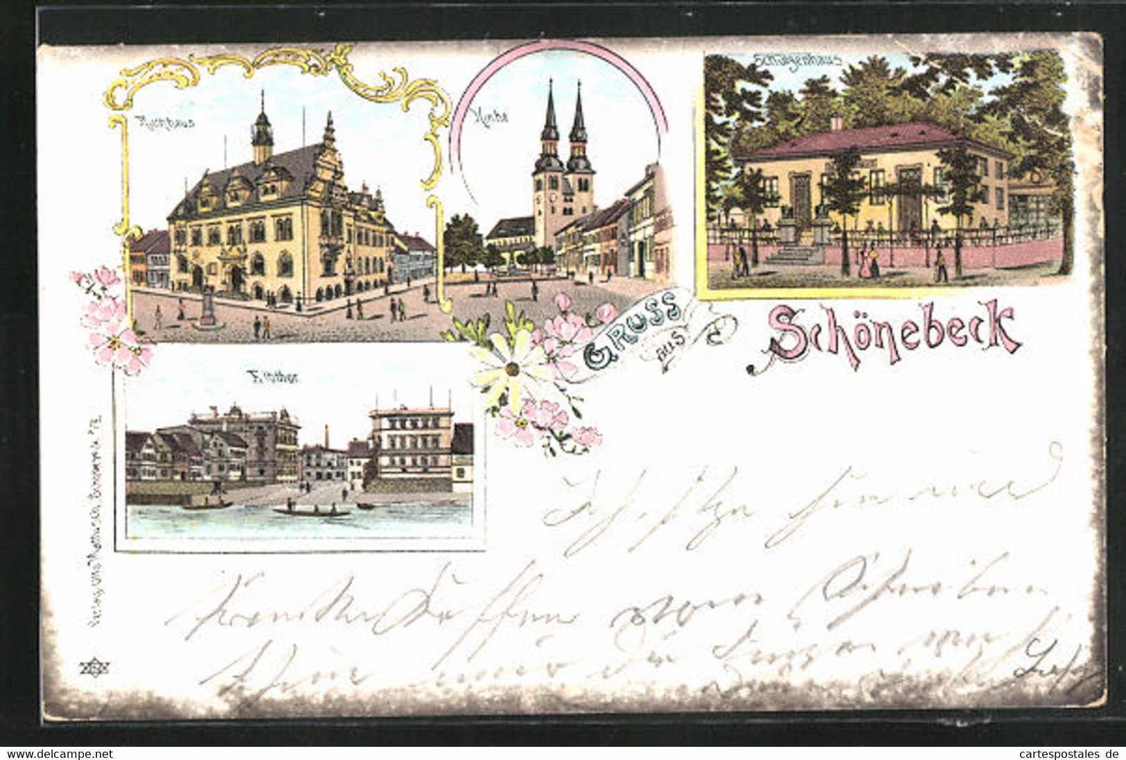 Lithographie Schönebeck /Elbe, Restaurant Schützenhaus, Elbtor - Schoenebeck (Elbe)