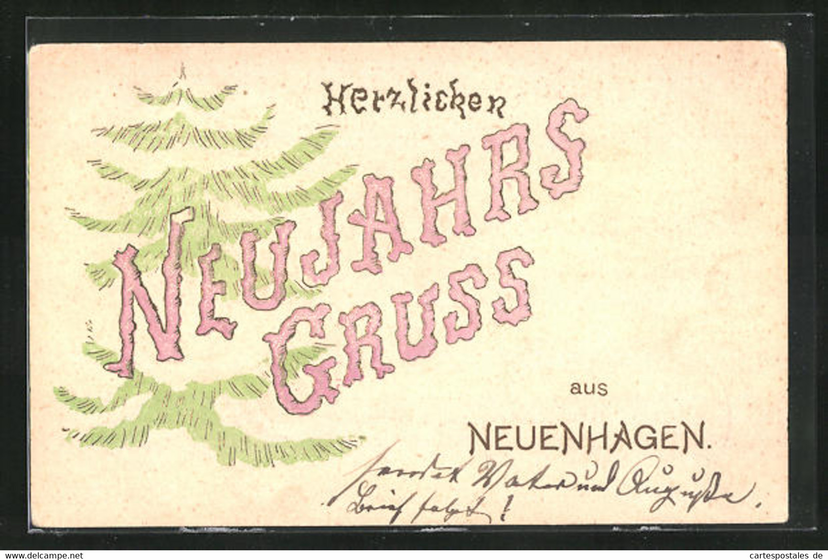 Präge-AK Neuenhagen, Neujahrsgruss Mit Tannenbaum - Neuenhagen B. Berlin