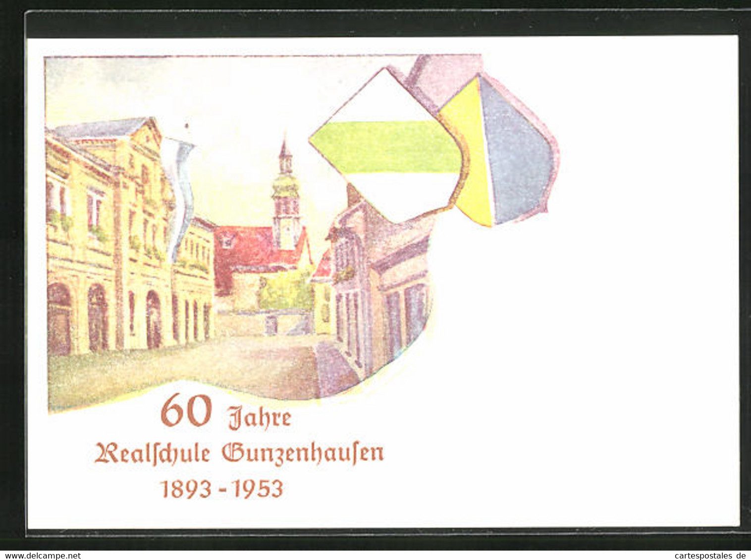 Künstler-AK Gunzenhausen, Realschule, 60 Jahre Jubiläum 1893-1953 - Gunzenhausen