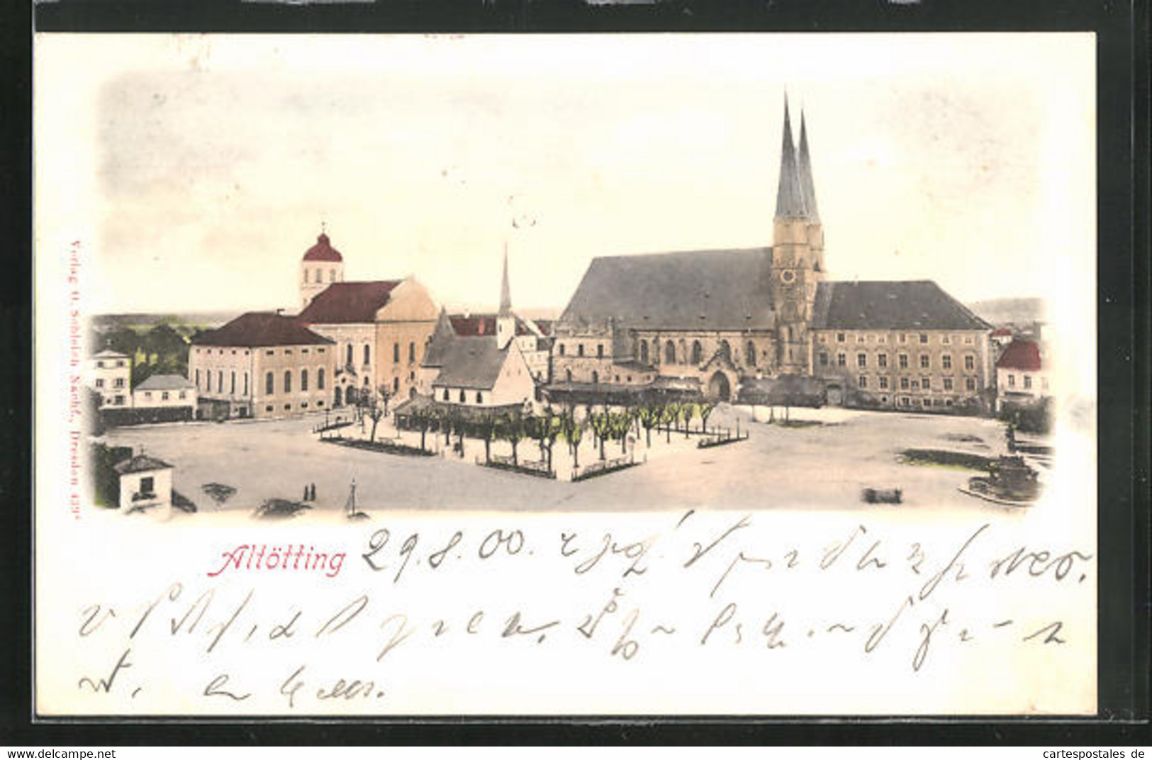 AK Altötting, Ortspartie Mit Kirche - Altötting