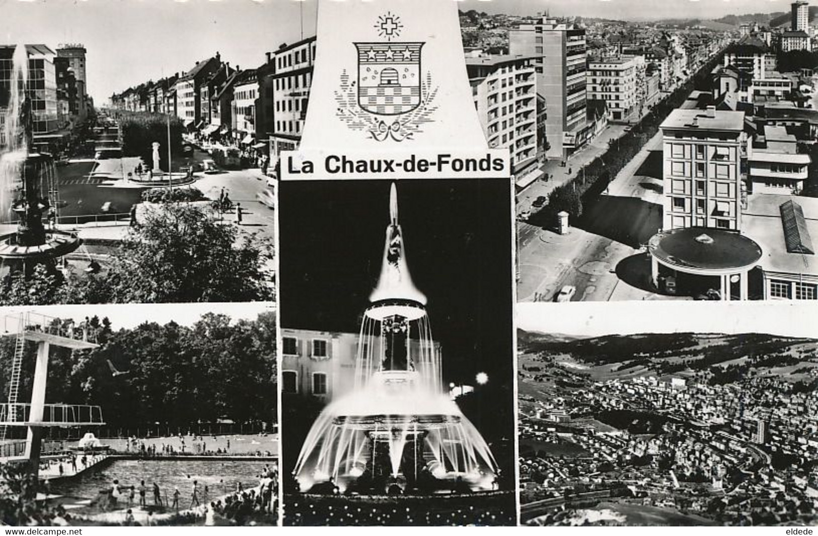 Chaux De Fonds Multi Vues Piscine Vue Aerienne Flame Braderie Fete De La Montre Horlogerie 1965 - La Chaux-de-Fonds