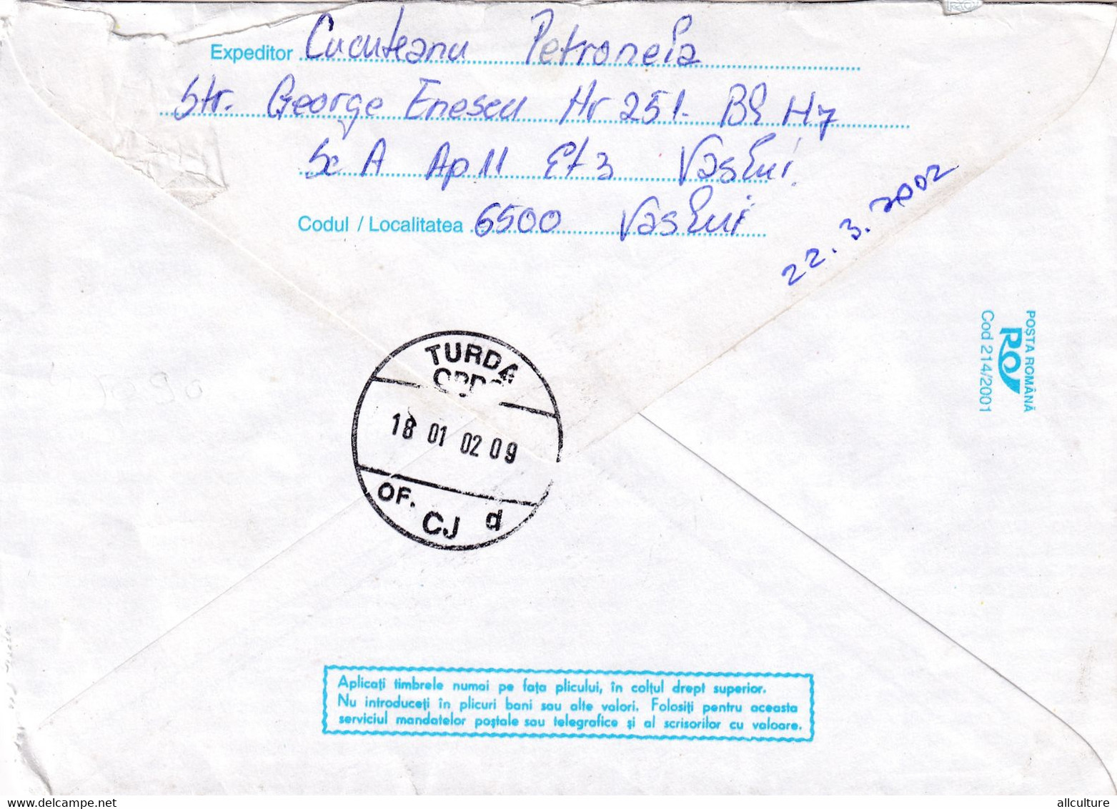 A9709- ARCHAEOLOGICAL DISCOVERIES VALCEA COUNTY-BASILEOS THIAMORKOS, VASLUI 2002 ROMANIA COVER STATIONERY - Archéologie