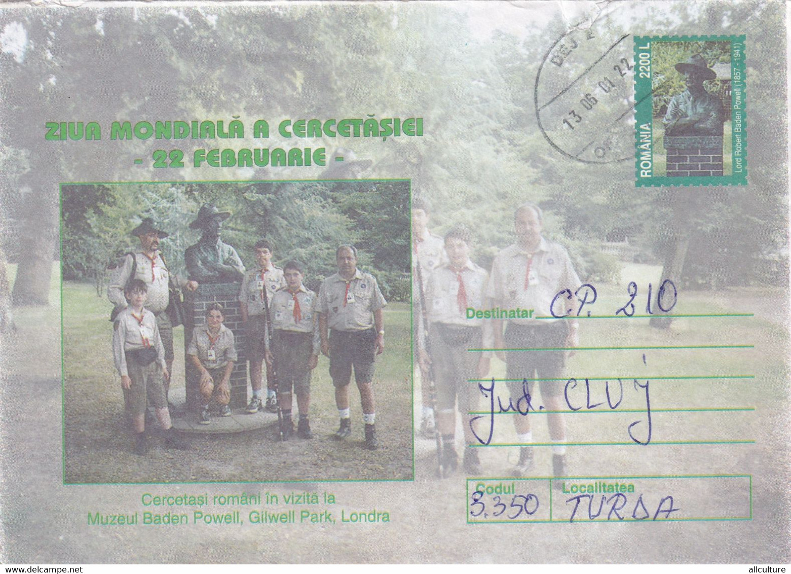 A9710- ROMANIAN SCOUTS VISITING BADEM POWELL MUSEUM LONDON, ROMANIA COVER STATIONERY - Brieven En Documenten