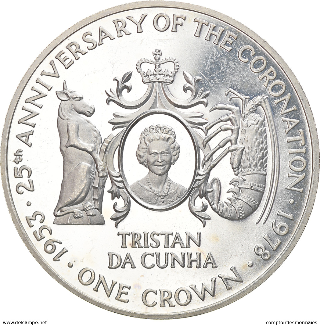 Monnaie, Tristan Da Cunha, Elizabeth II, Crown, 1978, Pobjoy Mint, FDC, Argent - British Virgin Islands