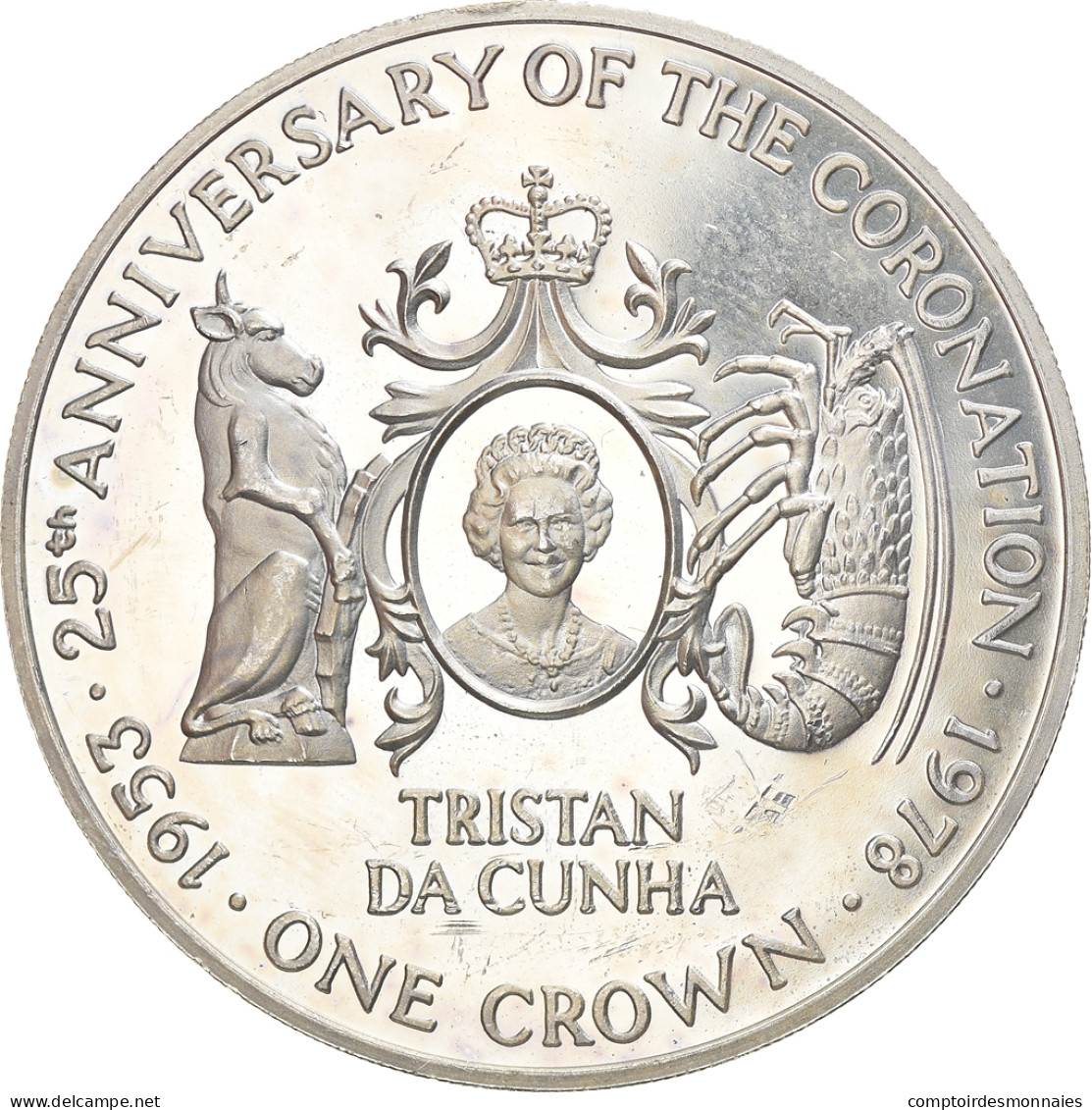 Monnaie, Tristan Da Cunha, Elizabeth II, Crown, 1978, Pobjoy Mint, FDC, Argent - British Virgin Islands