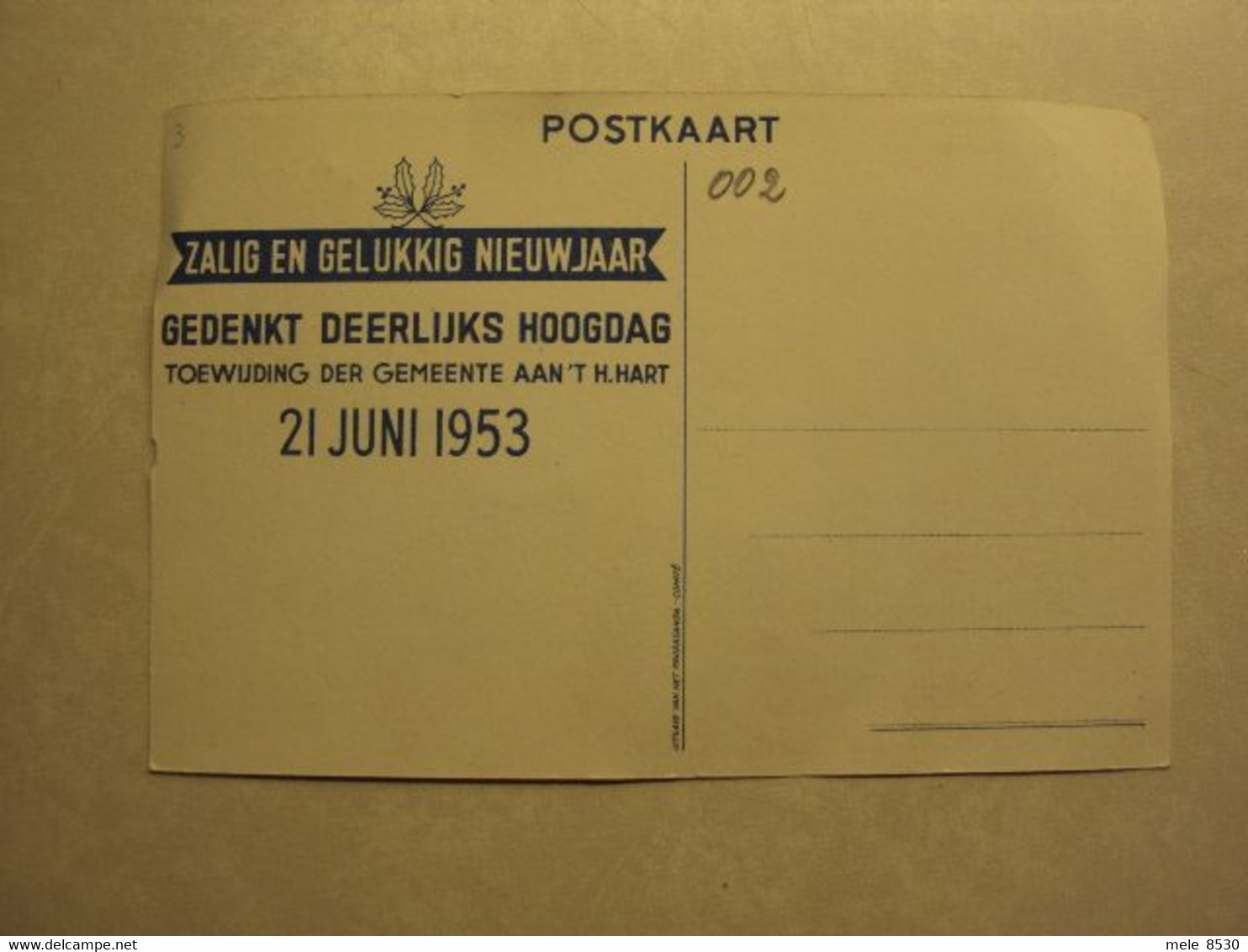 002 - DEERLIJK - GEDENK DEERLIJKS HOOGDAG - TOEWIJDING DER GEMEENTE AAN 'T H. HART 21 JUNI 1953 - ZIE 2 FOTO'S - Deerlijk