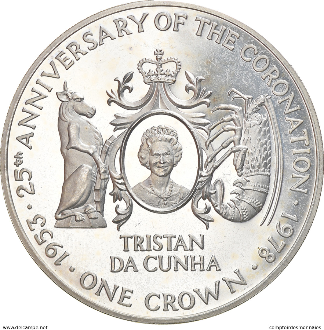 Monnaie, Tristan Da Cunha, Elizabeth II, Crown, 1978, Pobjoy Mint, FDC, Argent - British Virgin Islands