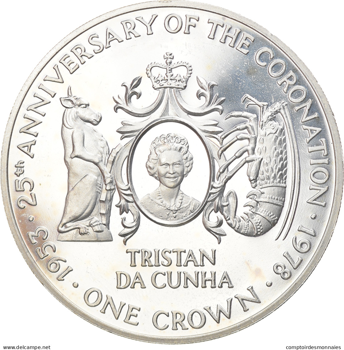 Monnaie, Tristan Da Cunha, Elizabeth II, Crown, 1978, Pobjoy Mint, FDC, Argent - British Virgin Islands