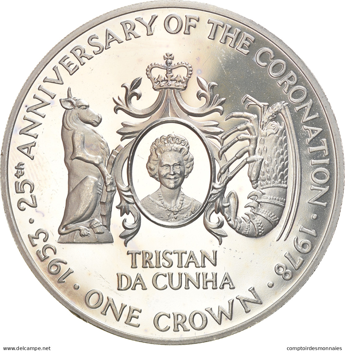 Monnaie, Tristan Da Cunha, Elizabeth II, Crown, 1978, Pobjoy Mint, FDC, Argent - British Virgin Islands