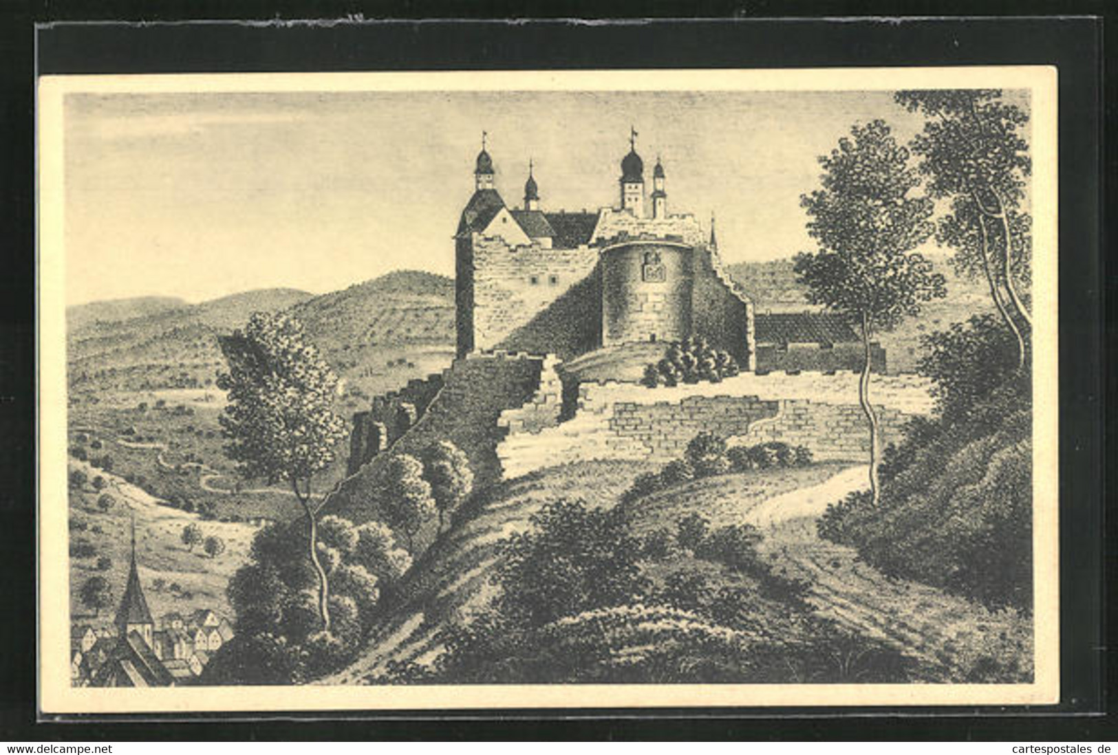 AK Kulmbach, Die Plassenburg Nach Einer Lithographie Aus Dem Jahre 1840 - Kulmbach