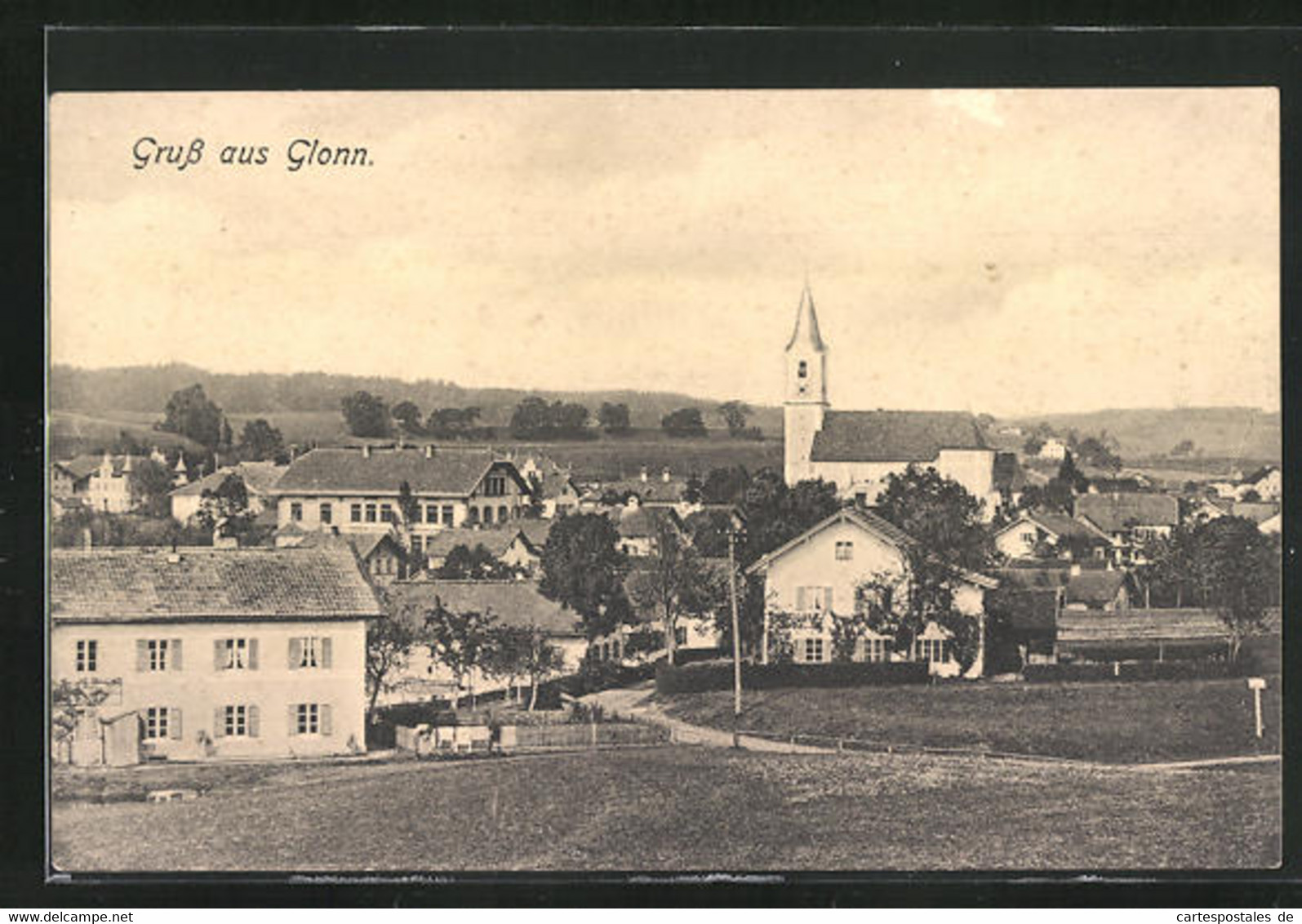 AK Glonn, Ortspartie Mit Kirche - Glonn