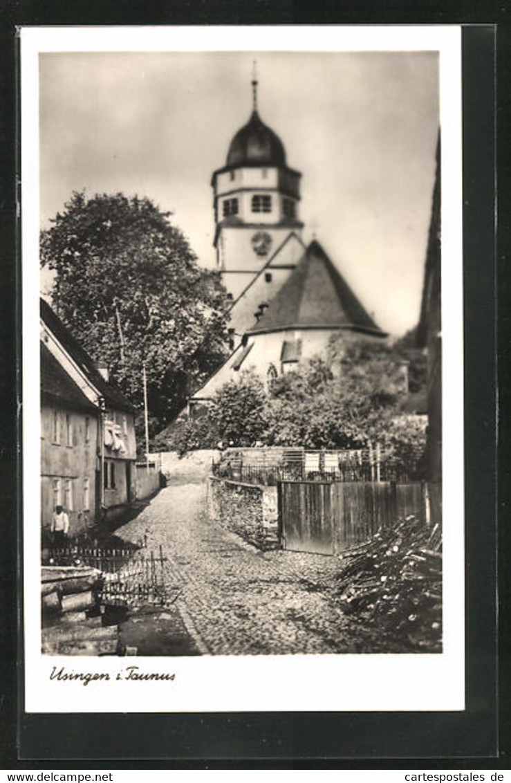 AK Usingen I. T., Strassenpartie Mit Kirche - Usingen