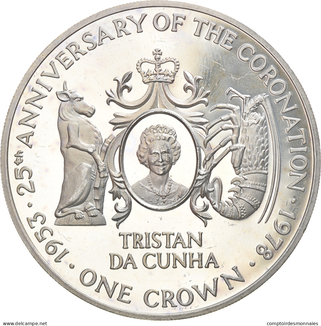 Monnaie, Tristan Da Cunha, Elizabeth II, Crown, 1978, Pobjoy Mint, FDC, Argent - Islas Vírgenes Británicas
