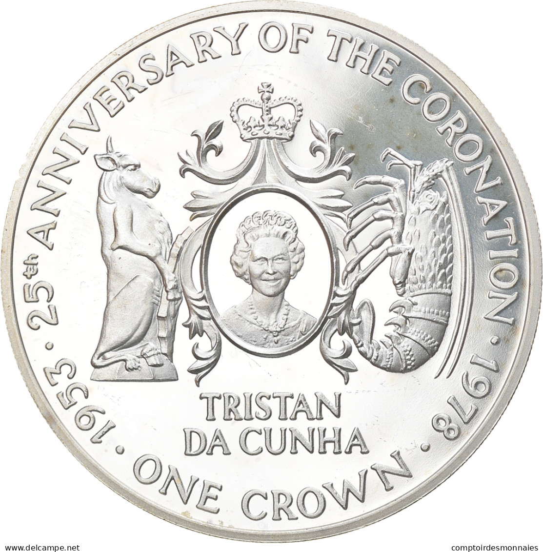 Monnaie, Tristan Da Cunha, Elizabeth II, Crown, 1978, Pobjoy Mint, FDC, Argent - Isole Vergini Britanniche