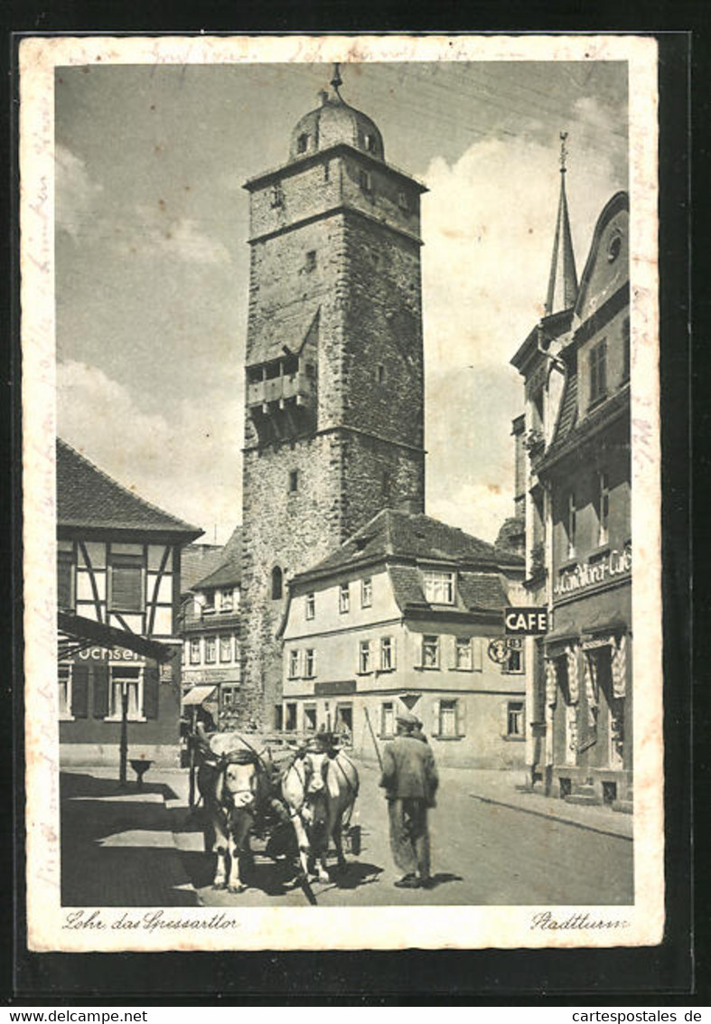 AK Lohr /Spessart, Fuhrwerk Am Stadtturm - Lohr