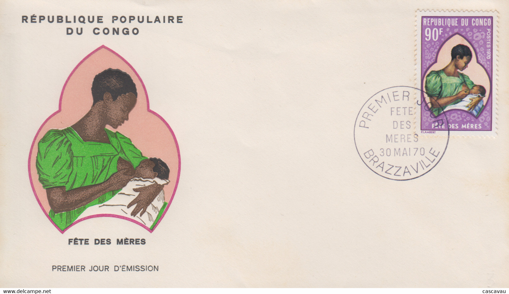 Enveloppe  FDC  1er  Jour   CONGO    Fête  Des  Méres   1970 - Giorno Della Mamma