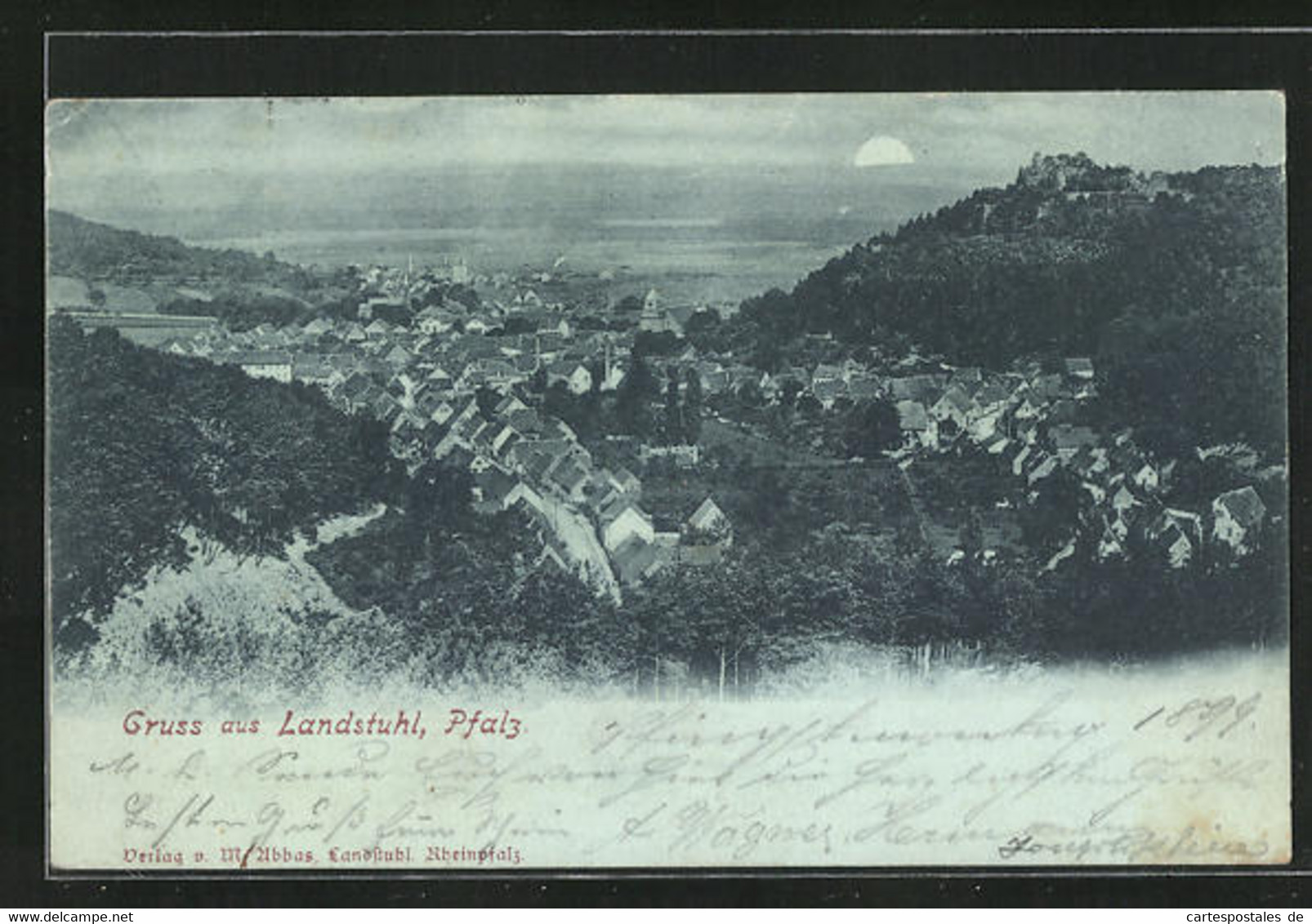 Mondschein-AK Landstuhl /Pfalz, Ortsansicht Aus Der Vogelschau - Landstuhl