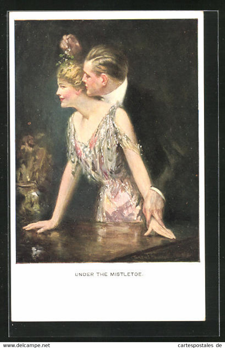 Künstler-AK Clarence F. Underwood: Under The Mistletoe - Underwood, Clarence F.