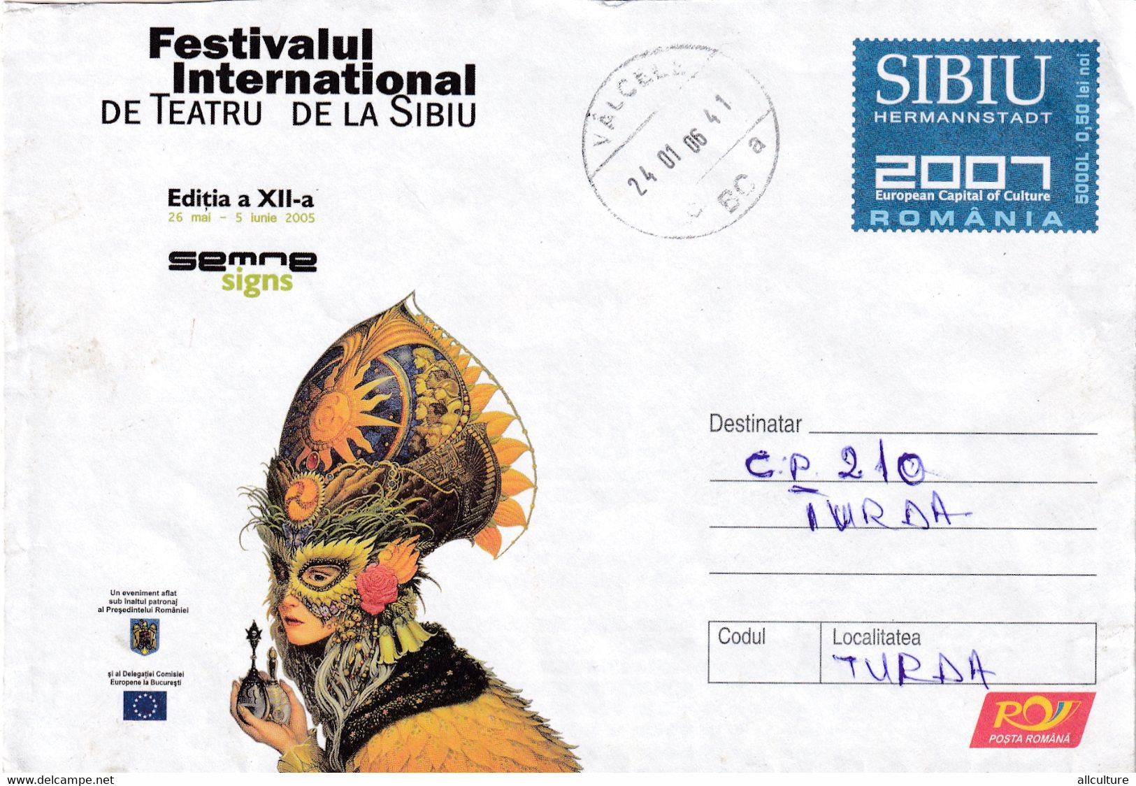 A9760- INTERNATIONAL THEATRE FESTIVAL SIBIU 2005, EUROPEAN CAPITAL OF CULTURE, VALCELE 2006 ROMANIA COVER STATIONERY - Theatre